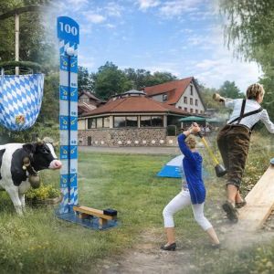 Hau den Lukas blau-weiß mieten, Hau den Lukas Verleih