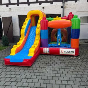 Hüpfburg Baustein mit Rutsche mieten, Hüpfburgen Vermietung